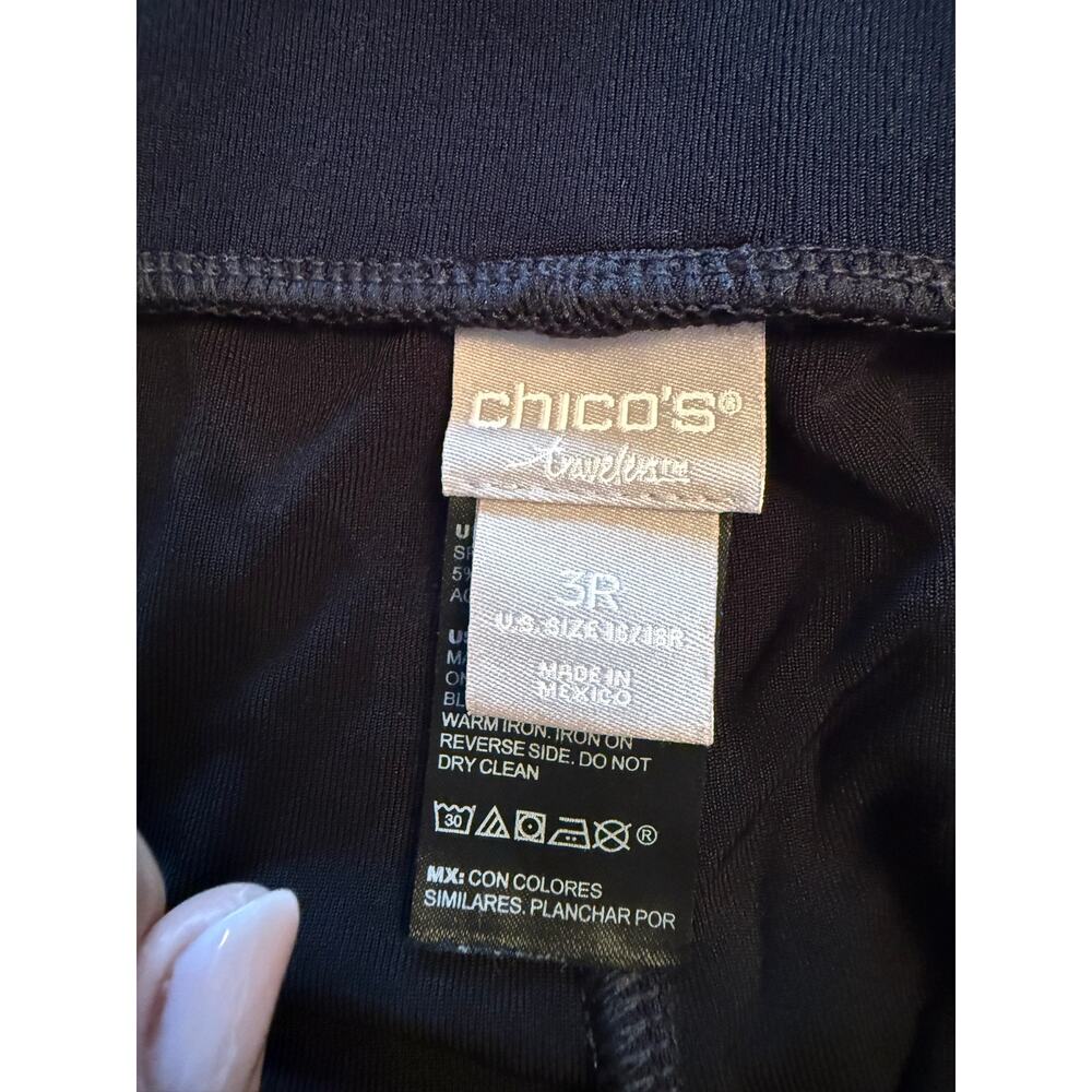 Chico’s Travelers Black Silky Wide Leg High Waist Pull-on Pants Size 3R XL - Picture 3 of 7